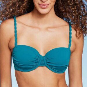*NWT* Shade & Shore | Light Lift Shirred Underwire Bikini Top | Teal Blue | 36C